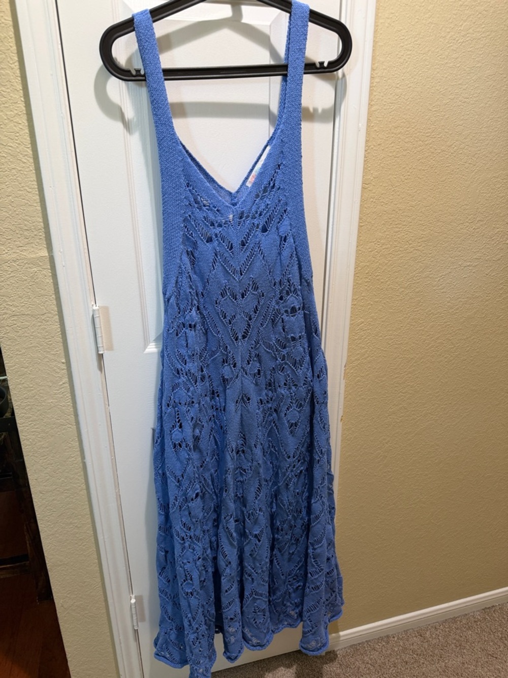 Bohemian Knit Maxi Dress in Periwinkle Blue